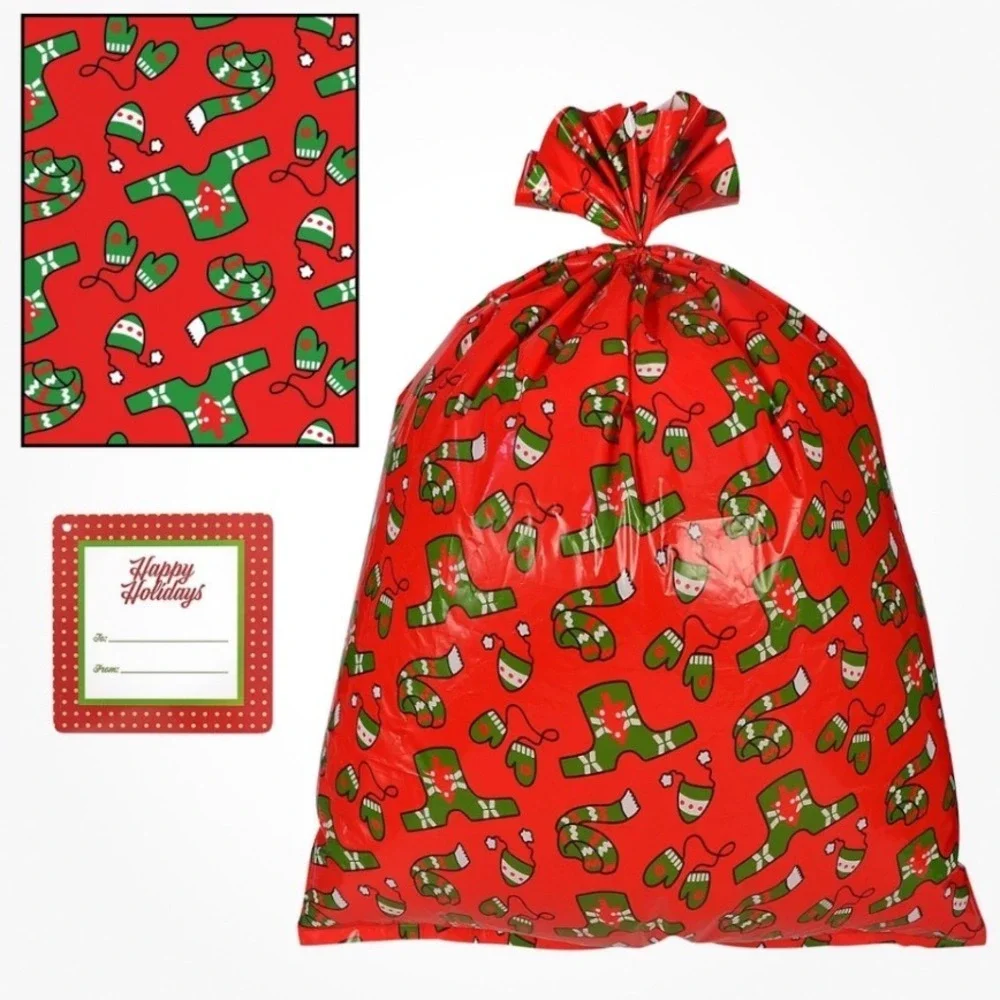 JOYIN 6 Pcs Giant Christmas Gift Bags Jumbo 43x36 Heavy Duty Assorted Holiday